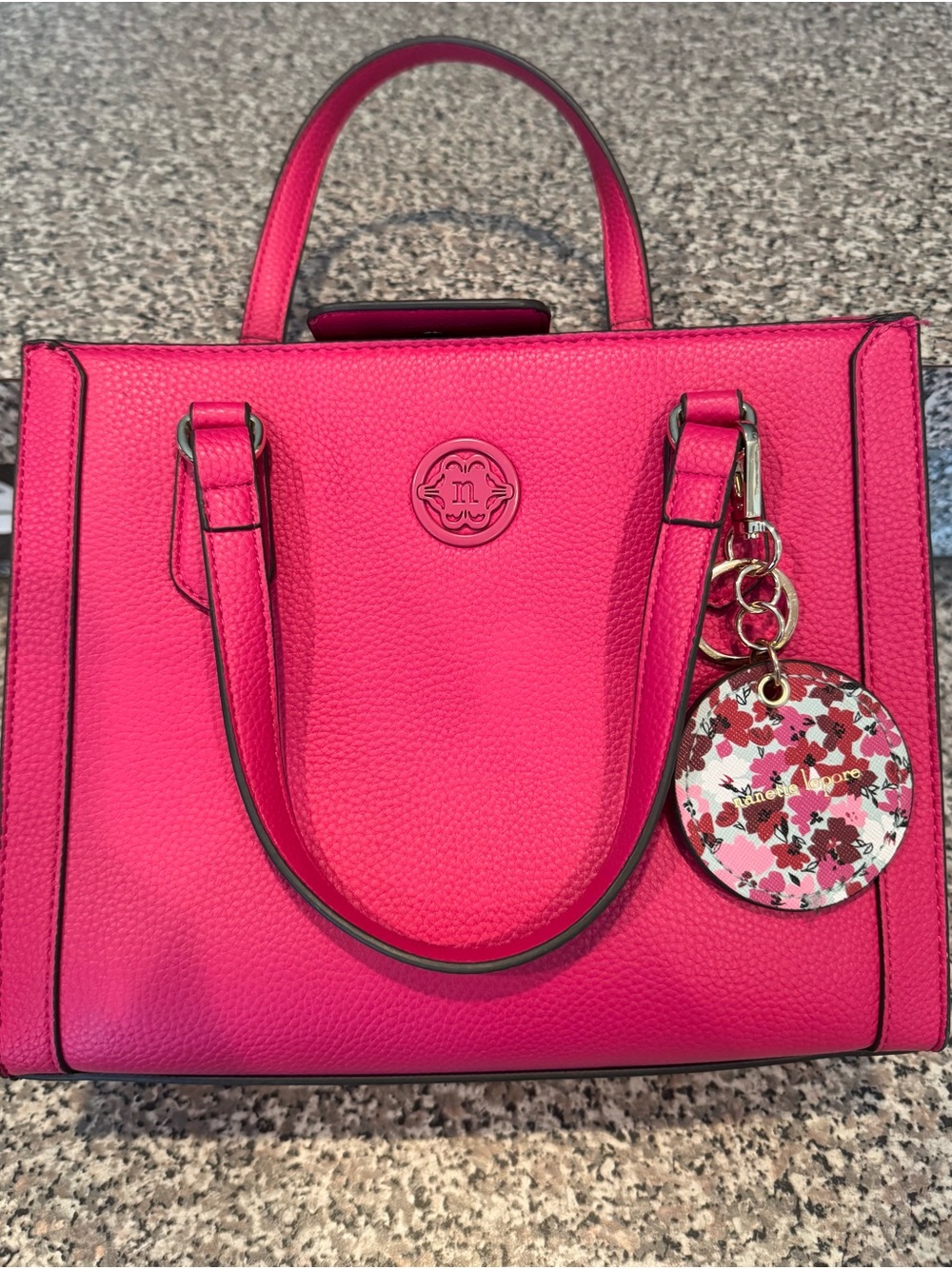 Nanette Lepore Hot Pink Satchel with Floral Charm